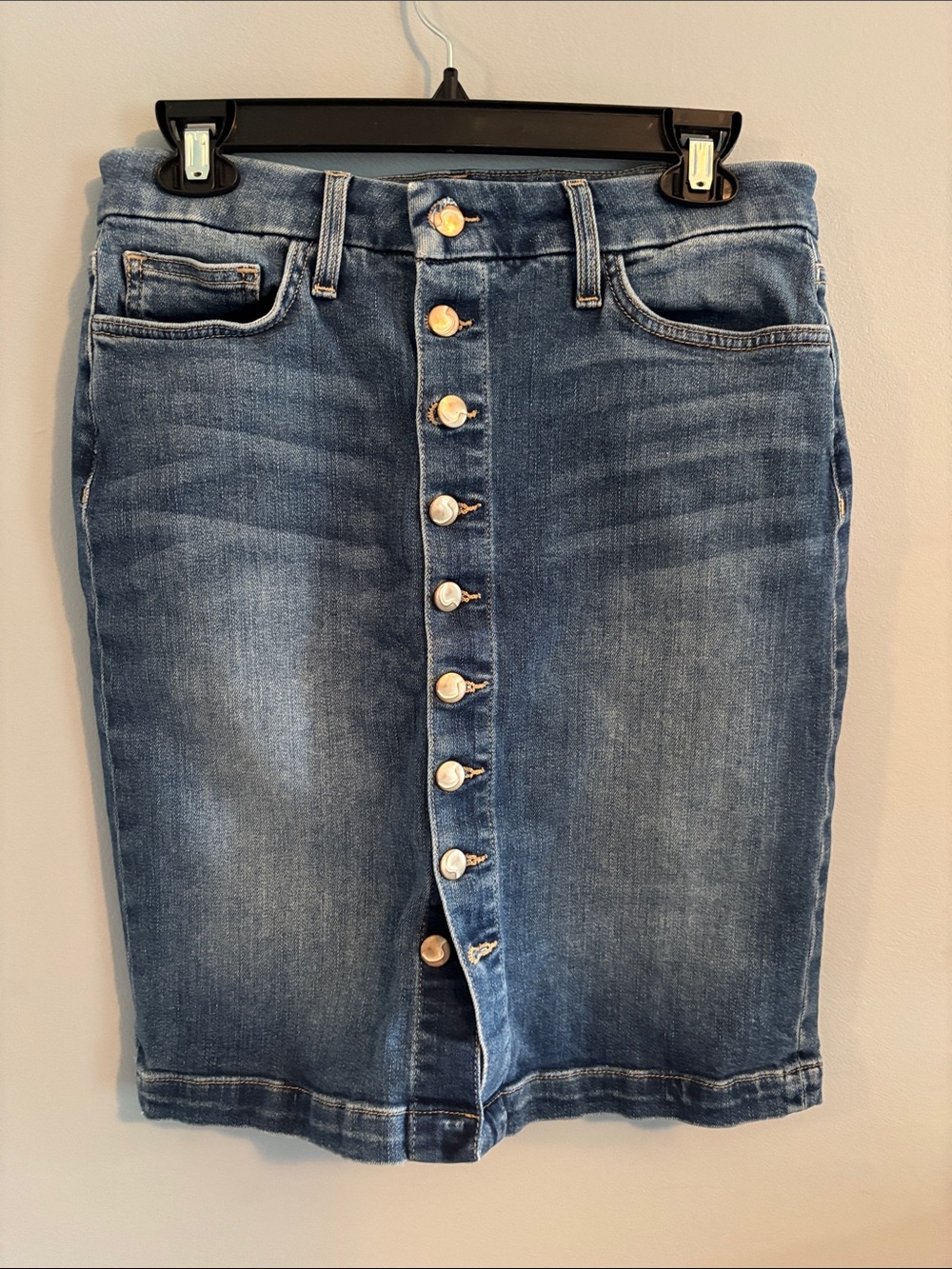 Joe's Jeans Blue Button-Front Straight Denim Skirt